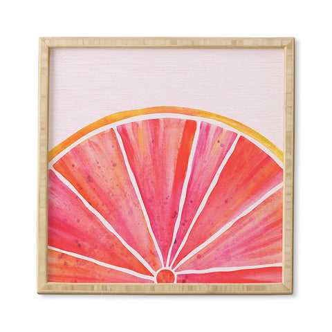 Modern Tropical Sunny Grapefruit Watercolor Framed Wall Art