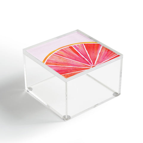 Modern Tropical Sunny Grapefruit Watercolor Acrylic Box