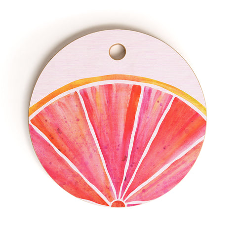 Modern Tropical Sunny Grapefruit Watercolor Cutting Board Round