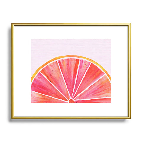Modern Tropical Sunny Grapefruit Watercolor Metal Framed Art Print
