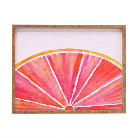 Modern Tropical Sunny Grapefruit Watercolor Rectangular Tray