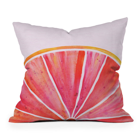 Modern Tropical Sunny Grapefruit Watercolor Throw Pillow