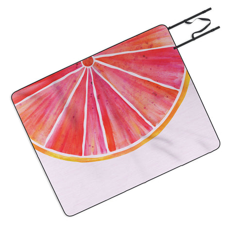 Modern Tropical Sunny Grapefruit Watercolor Picnic Blanket