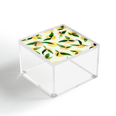 Modern Tropical Sunny Lemon Print Yellow Acrylic Box