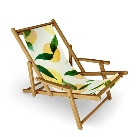 Modern Tropical Sunny Lemon Print Yellow Sling Chair