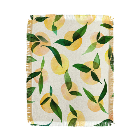 Modern Tropical Sunny Lemon Print Yellow Throw Blanket