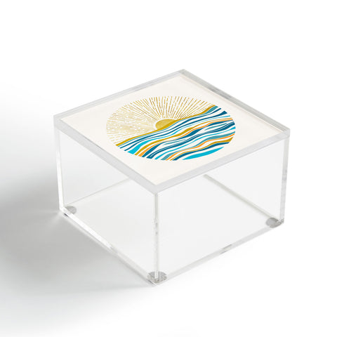 Modern Tropical Sunrise At Sea Acrylic Box