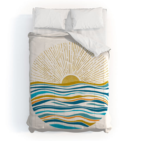 Modern Tropical Sunrise At Sea Comforter