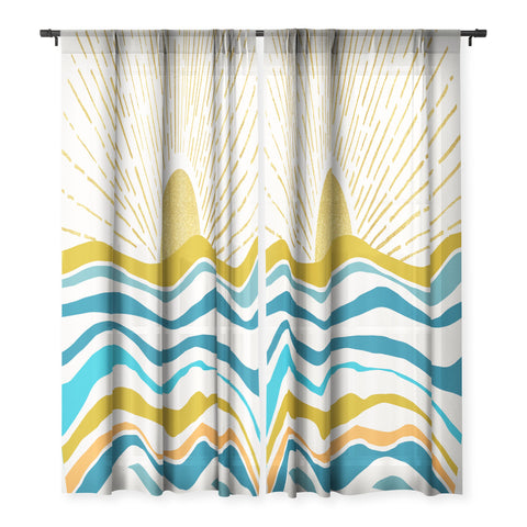 Modern Tropical Sunrise At Sea Sheer Non Repeat