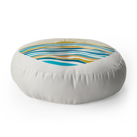Modern Tropical Sunrise At Sea Floor Pillow Round