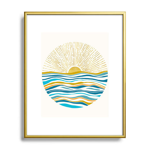 Modern Tropical Sunrise At Sea Metal Framed Art Print