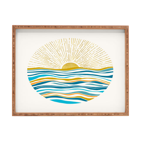 Modern Tropical Sunrise At Sea Rectangular Tray
