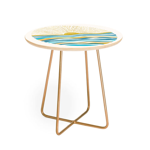 Modern Tropical Sunrise At Sea Round Side Table