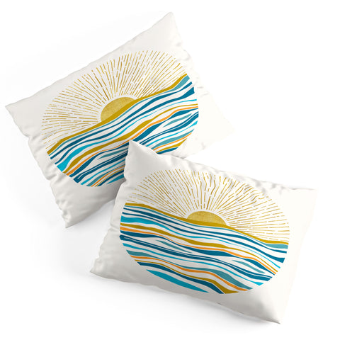 Modern Tropical Sunrise At Sea Pillow Shams