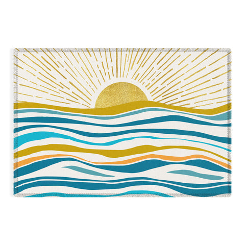 Modern Tropical Sunrise At Sea Outdoor Rug