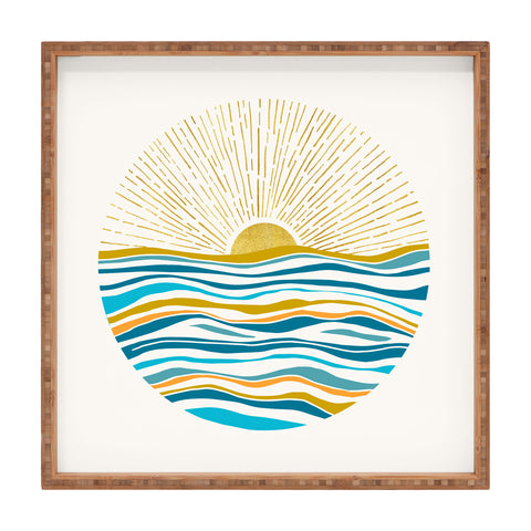 Modern Tropical Sunrise At Sea Square Tray