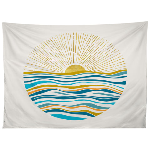 Modern Tropical Sunrise At Sea Tapestry