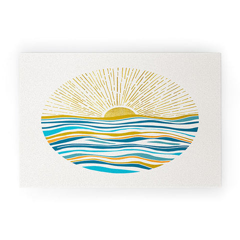 Modern Tropical Sunrise At Sea Welcome Mat