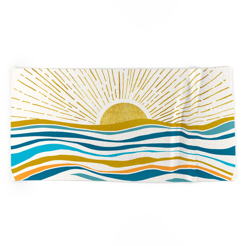 Modern Tropical Sunrise At Sea Beach Towel