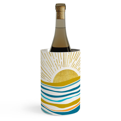 Modern Tropical Sunrise At Sea Wine Chiller