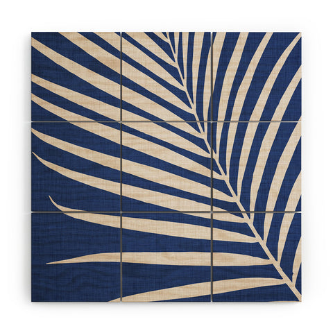 Modern Tropical Vintage Indigo Palm Wood Wall Mural