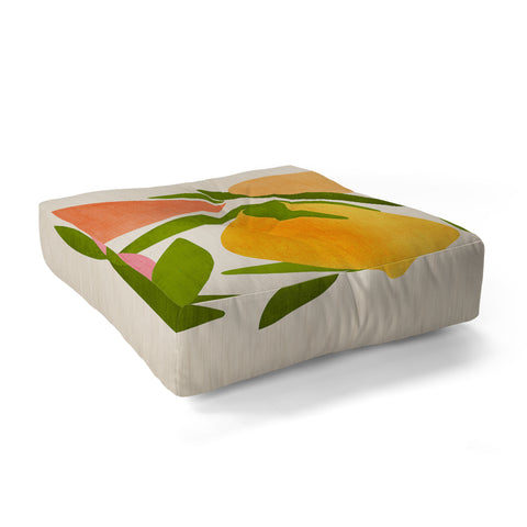Modern Tropical Wild Mango Floor Pillow Square