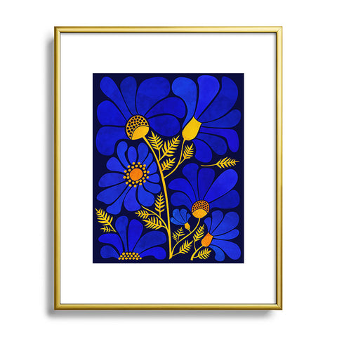 Modern Tropical Wildflower Garden Metal Framed Art Print