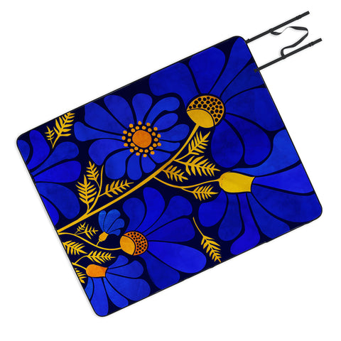 Modern Tropical Wildflower Garden Picnic Blanket