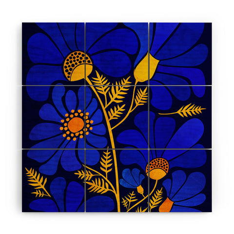 Modern Tropical Wildflower Garden Wood Wall Mural