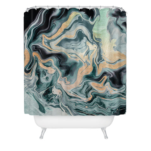 Monika Strigel 1P DRAMAQUEEN TEAL GOLD Shower Curtain