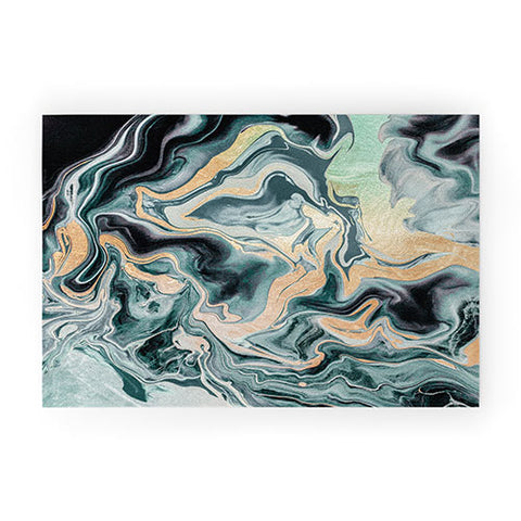 Monika Strigel 1P DRAMAQUEEN TEAL GOLD Welcome Mat