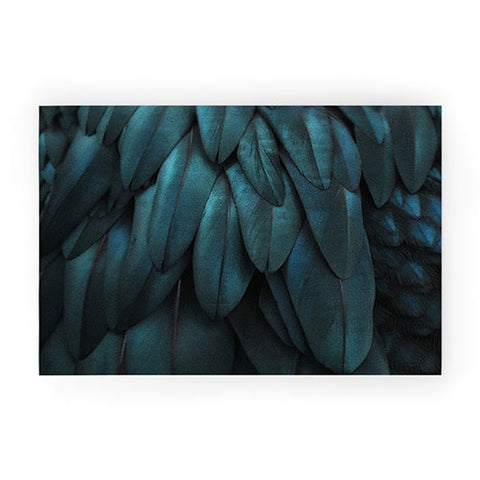 Monika Strigel 1P FEATHERS DARK TEAL Welcome Mat