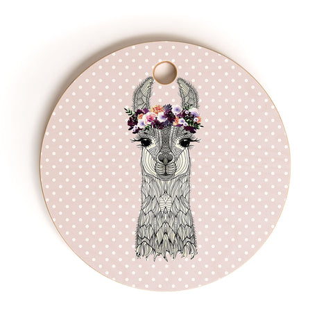 Monika Strigel 1P FLOWER GIRL ALPACA BLUSH Cutting Board Round