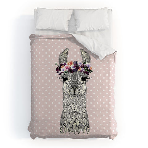 Monika Strigel 1P FLOWER GIRL ALPACA BLUSH Duvet Cover