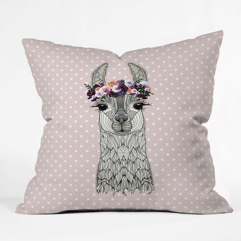 Monika Strigel 1P FLOWER GIRL ALPACA BLUSH Outdoor Throw Pillow