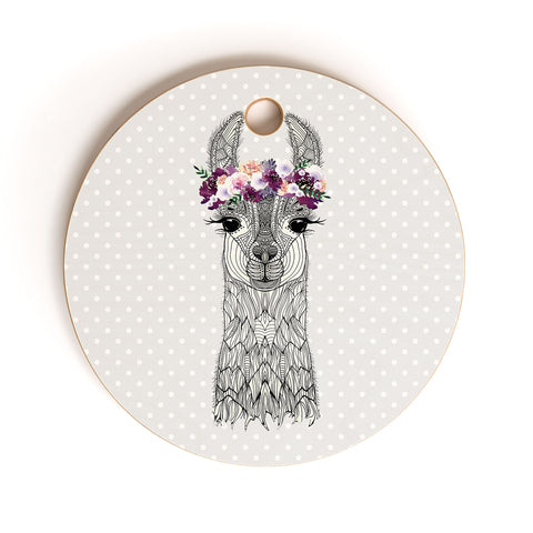 Monika Strigel 1P FLOWER GIRL ALPACA GREY Cutting Board Round