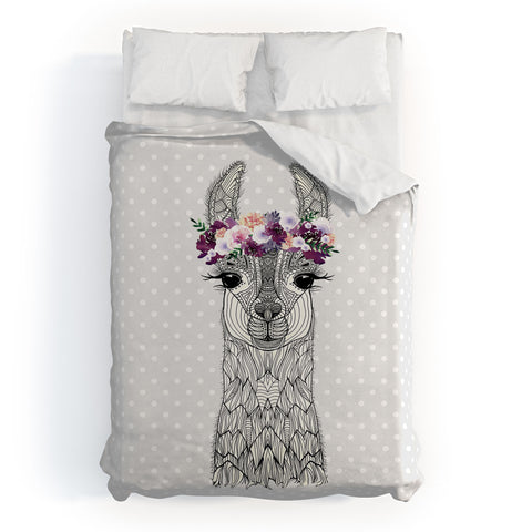 Monika Strigel 1P FLOWER GIRL ALPACA GREY Duvet Cover