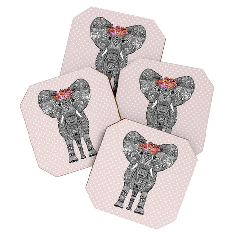 Monika Strigel 1P FLOWER GIRL ELEPHANT BLUSH Coaster Set