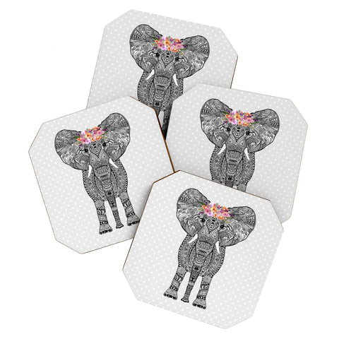 Monika Strigel 1P FLOWER GIRL ELEPHANT GREY 1 Coaster Set