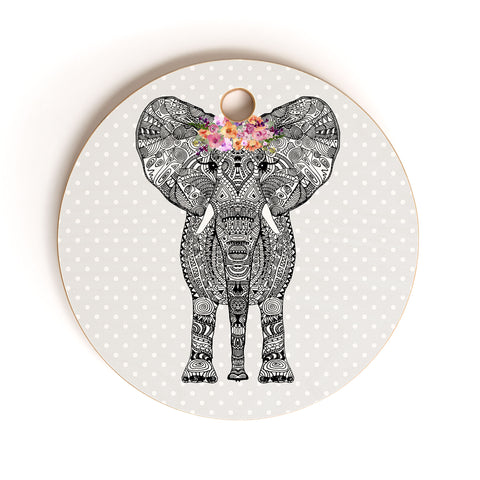 Monika Strigel 1P FLOWER GIRL ELEPHANT GREY 1 Cutting Board Round