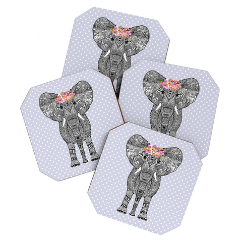 Monika Strigel 1P FLOWER GIRL ELEPHANT LILAC Coaster Set