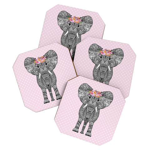 Monika Strigel 1P FLOWER GIRL ELEPHANT PINK Coaster Set