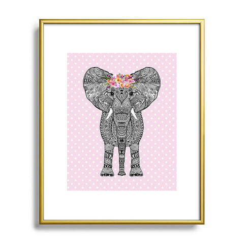 Monika Strigel 1P FLOWER GIRL ELEPHANT PINK Metal Framed Art Print