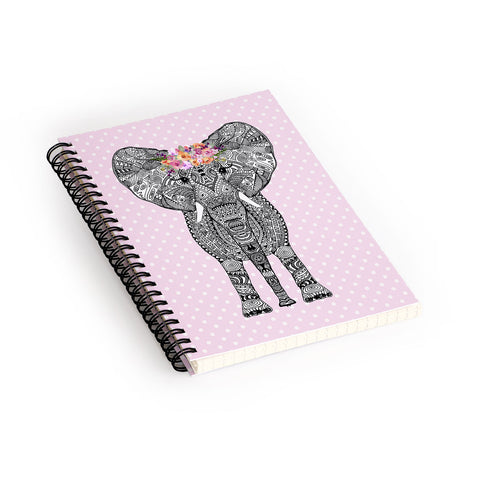 Monika Strigel 1P FLOWER GIRL ELEPHANT PINK Spiral Notebook