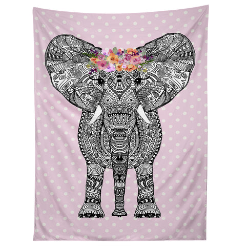 Monika Strigel 1P FLOWER GIRL ELEPHANT PINK Tapestry