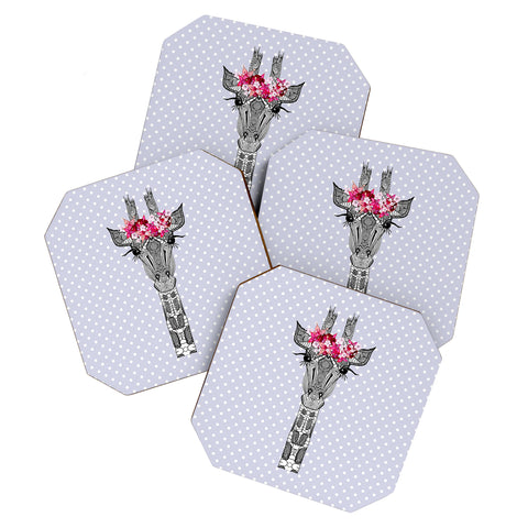 Monika Strigel 1P FLOWER GIRL GIRAFFE LILAC Coaster Set