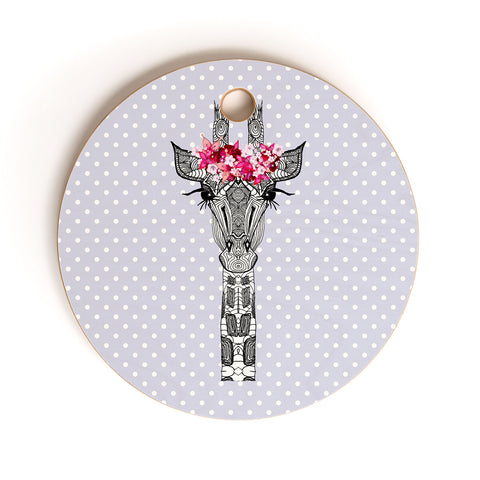 Monika Strigel 1P FLOWER GIRL GIRAFFE LILAC Cutting Board Round