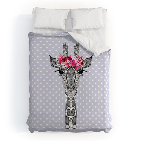 Monika Strigel 1P FLOWER GIRL GIRAFFE LILAC Duvet Cover