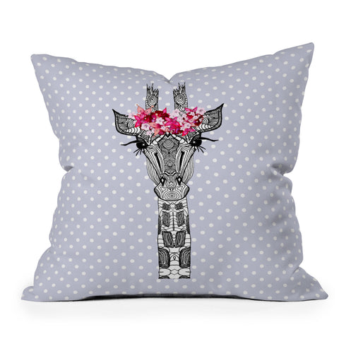 Monika Strigel 1P FLOWER GIRL GIRAFFE LILAC Throw Pillow