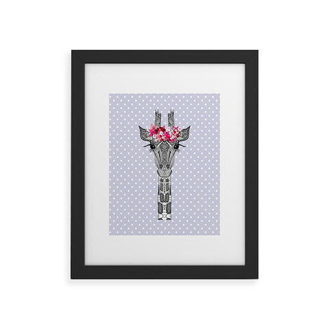 Monika Strigel 1P FLOWER GIRL GIRAFFE LILAC Framed Art Print